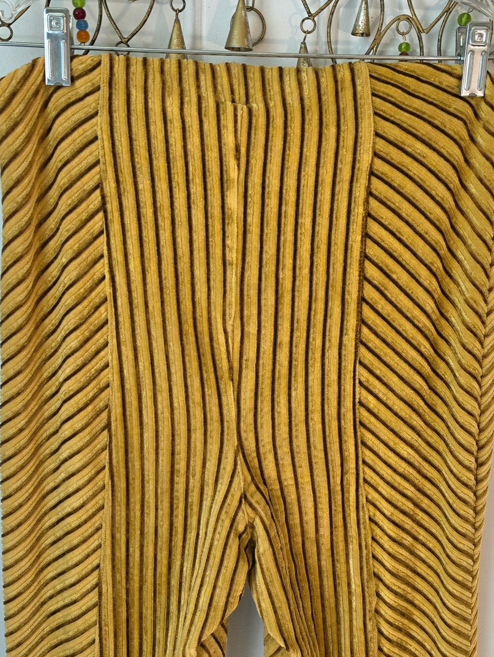 Free People Penny Pull On Velvet Ribbed Flare Pants Womens M Mustard Retro Stret - Picture 8 of 13